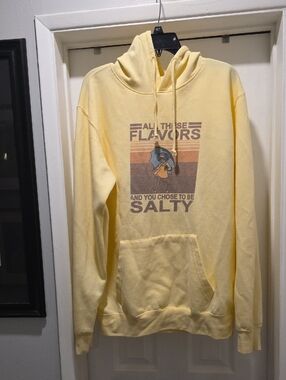 Persaya Yellow Graphic Pullover Hoodie with Retro Print